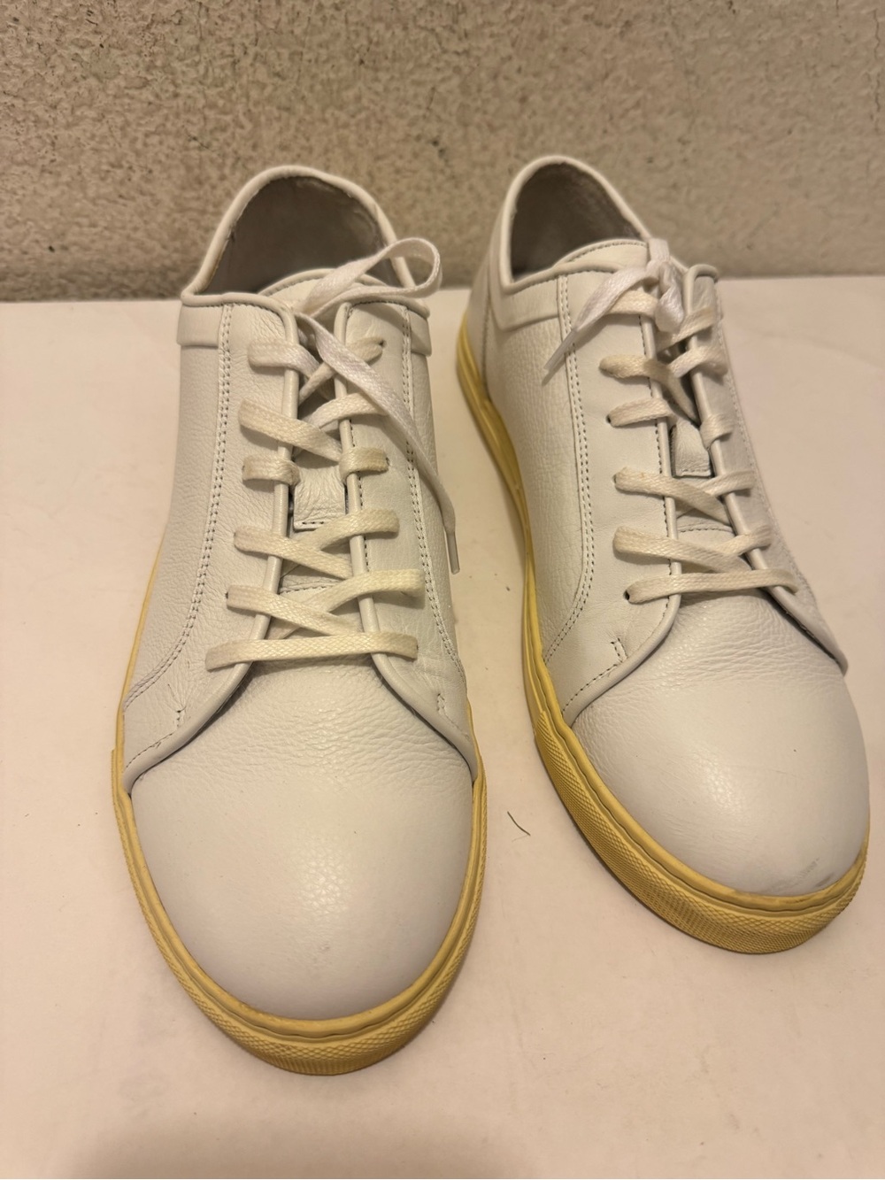 Rodd & Gunn White Leather Sneakers with Yellow Sole